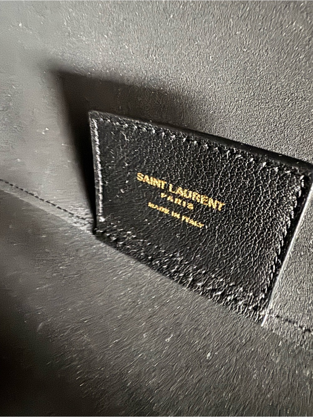 Saint Laurent Black Leather Tote with Gold Logo Accent - Picture 7 of 9